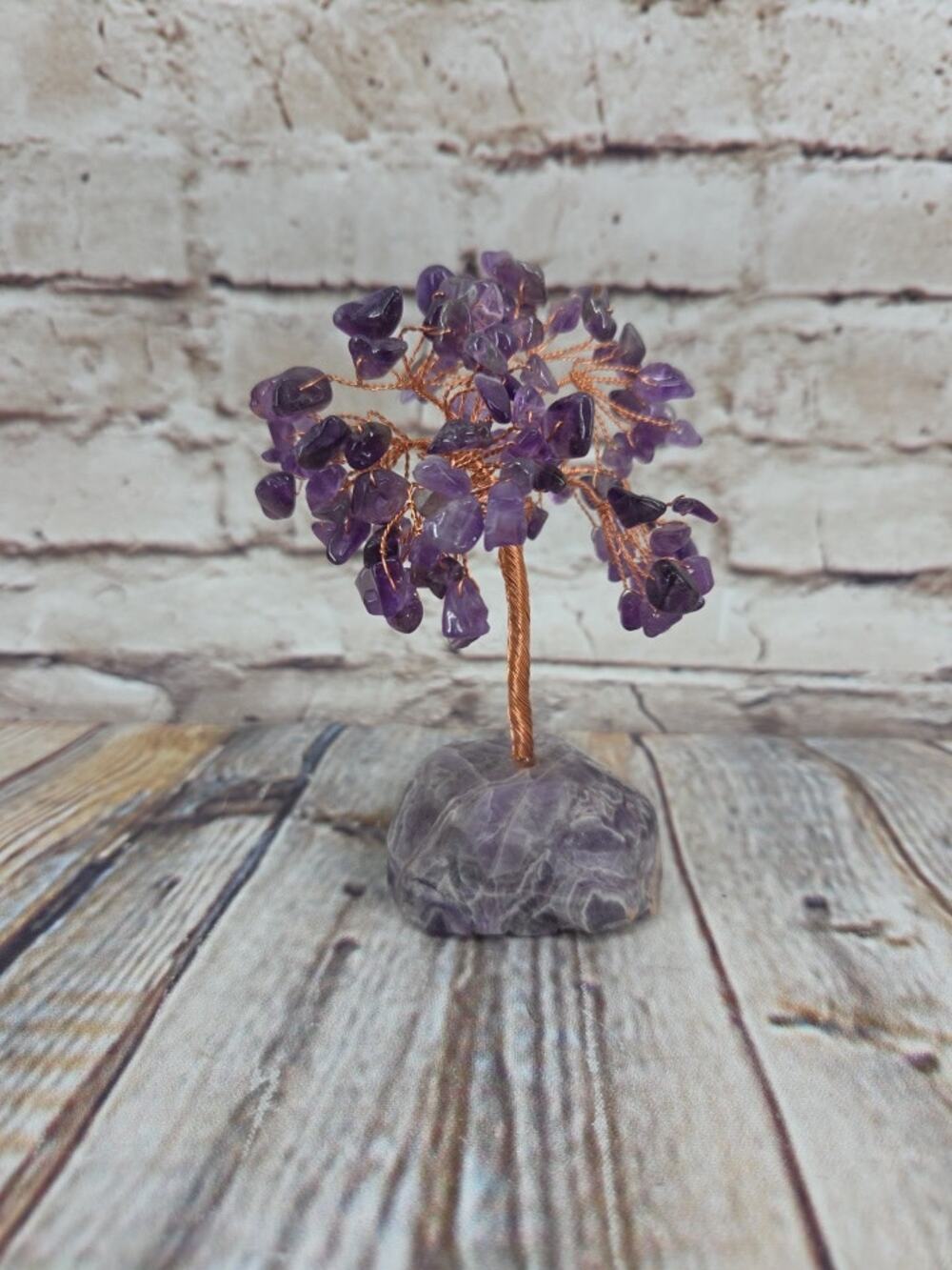 Decorative Gemstone Crystal Tree Amethyst Purple Stones Twisted Wire Stone Base
